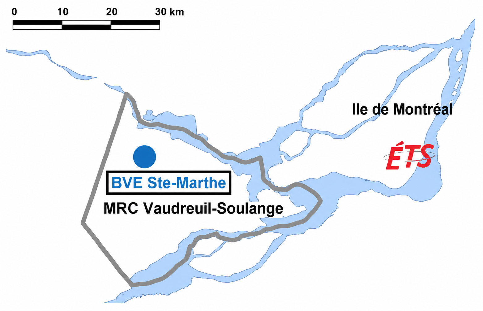 Localisation du BVECSM en Montérégie, dans le sud du Québec